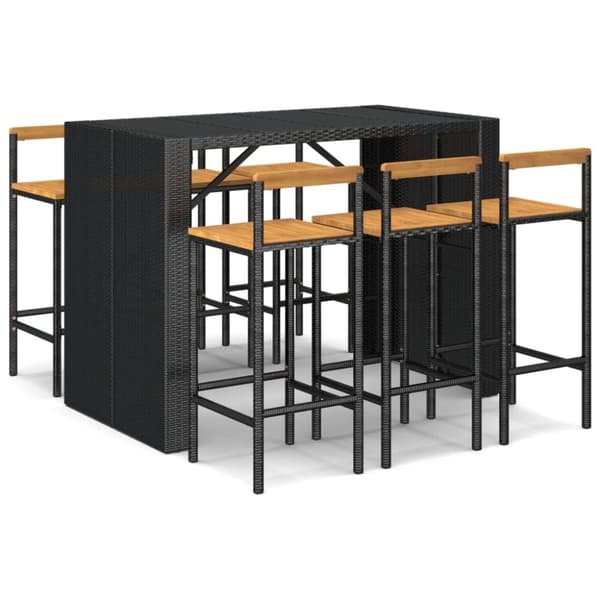 vidaXL Hagebarsett 7 deler svart polyrotting og heltre akasie