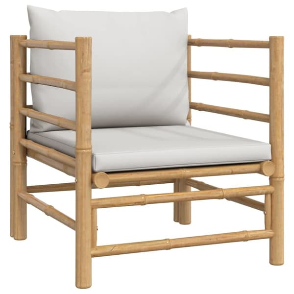 vidaXL Loungegrupp 7 delar ljusgråa dynor bambu
