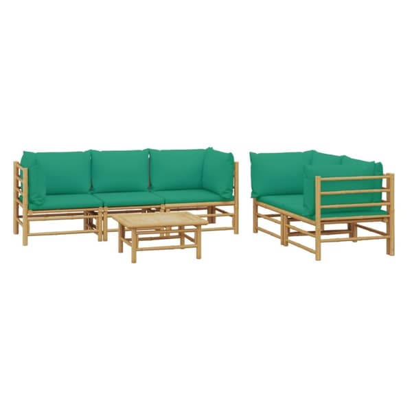 vidaXL Loungegrupp 6 delar gröna dynor bambu