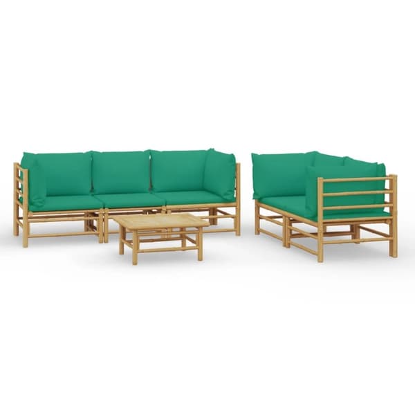 vidaXL Loungegrupp 6 delar gröna dynor bambu