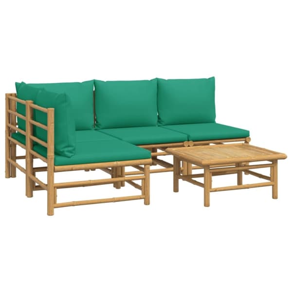 vidaXL Loungegrupp 5 delar gröna dynor bambu
