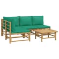 Miniatyrbild 3 av 9: vidaXL Loungegrupp 5 delar gröna dynor bambu