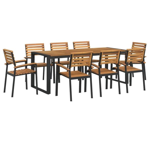 vidaXL Hagespisegruppe 9 deler heltre akasie og metal