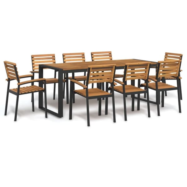 vidaXL Hagespisegruppe 9 deler heltre akasie og metal