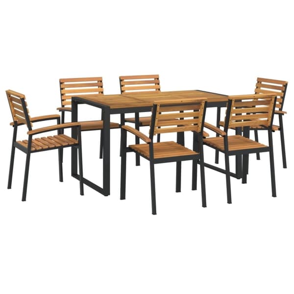 vidaXL Hagespisegruppe 7 deler heltre akasie og metall