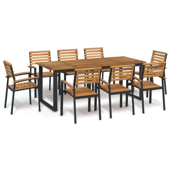 vidaXL Hagespisegruppe 9 deler heltre akasie og metal