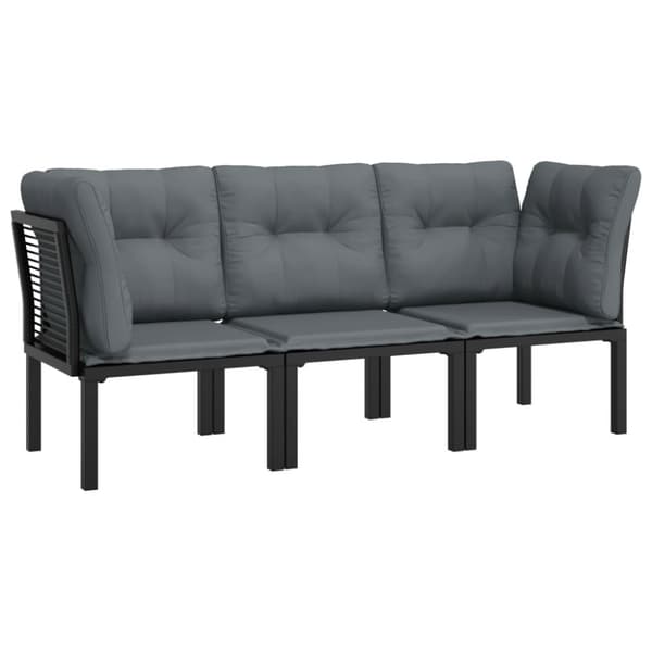 vidaXL loungesæt til haven 3 dele polyrattan sort og grå