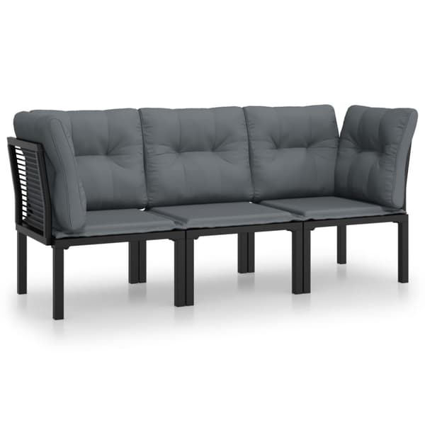 vidaXL loungesæt til haven 3 dele polyrattan sort og grå