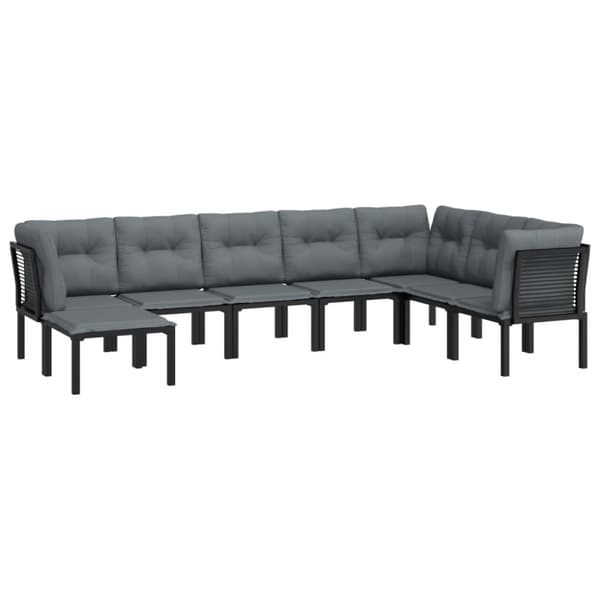 vidaXL loungesæt til haven 8 dele polyrattan sort og grå