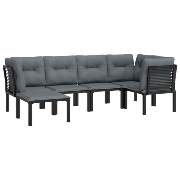 vidaXL loungesæt til haven 6 dele med hynder polyrattan sort og grå
