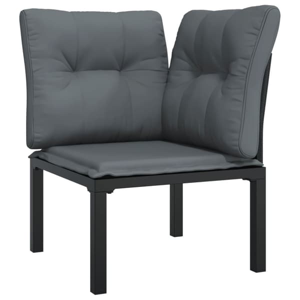 vidaXL loungesæt til haven 6 dele med hynder polyrattan sort og grå