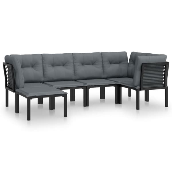 vidaXL loungesæt til haven 6 dele med hynder polyrattan sort og grå