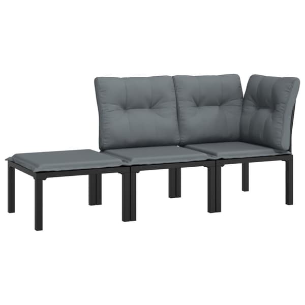 vidaXL loungesæt til haven 3 dele polyrattan sort og grå