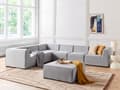 Miniatyrbillede 4 af 11: Loungesæt Grå Polyester 7 Personers Moderne Udendørs Modulsofa med Skammel Vandafvisende Havesofa Udendørs Lounge Hjørnesofa