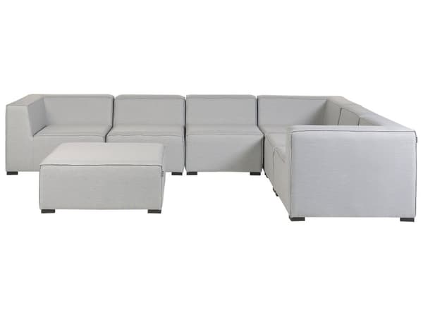 Loungesæt Grå Polyester 7 Personers Moderne Udendørs Modulsofa med Skammel Vandafvisende Havesofa Udendørs Lounge Hjørnesofa