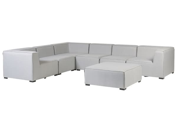 Loungesæt Grå Polyester 7 Personers Moderne Udendørs Modulsofa med Skammel Vandafvisende Havesofa Udendørs Lounge Hjørnesofa