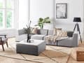 Miniatyrbillede 4 af 11: Loungesæt Grå Polyester 4 Personers Moderne Udendørs Modulsofa med Skammel Vandafvisende Havesofa Udendørs Haveloungesæt
