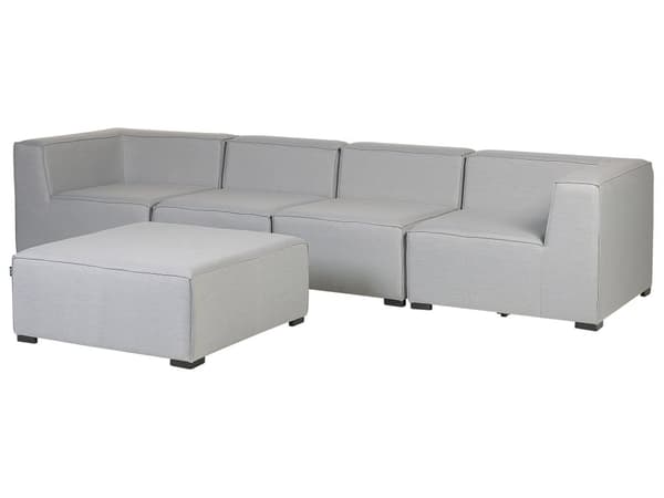 Loungesæt Grå Polyester 4 Personers Moderne Udendørs Modulsofa med Skammel Vandafvisende Havesofa Udendørs Haveloungesæt