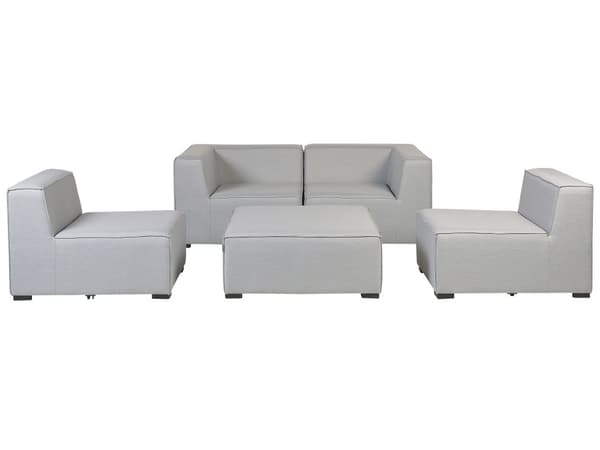 Loungesæt Grå Polyester 4 Personers Moderne Udendørs Modulsofa med Skammel Vandafvisende Havesofa Udendørs Haveloungesæt