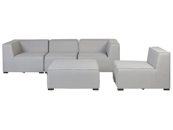 Loungesæt Grå Polyester 4 Personers Moderne Udendørs Modulsofa med Skammel Vandafvisende Havesofa Udendørs Haveloungesæt