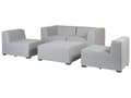 Miniatyrbillede 9 af 11: Loungesæt Grå Polyester 4 Personers Moderne Udendørs Modulsofa med Skammel Vandafvisende Havesofa Udendørs Haveloungesæt