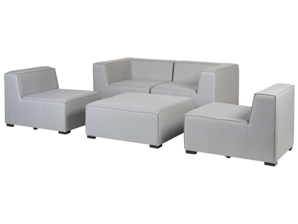 Loungesæt Grå Polyester 4 Personers Moderne Udendørs Modulsofa med Skammel Vandafvisende Havesofa Udendørs Haveloungesæt
