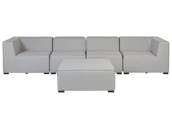 Loungesæt Grå Polyester 4 Personers Moderne Udendørs Modulsofa med Skammel Vandafvisende Havesofa Udendørs Haveloungesæt