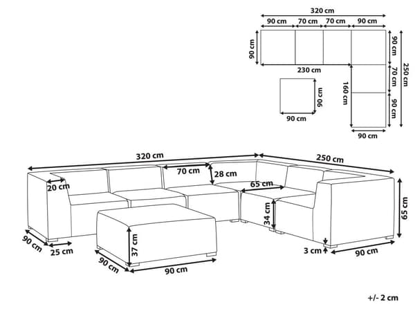Loungesæt Grå Polyester 7 Personers Moderne Udendørs Modulsofa med Skammel Vandafvisende Havesofa Udendørs Lounge Hjørnesofa