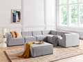 Miniatyrbillede 4 af 11: Loungesæt Grå Polyester 7 Personers Moderne Udendørs Modulsofa med Skammel Vandafvisende Havesofa Udendørs Lounge Hjørnesofa