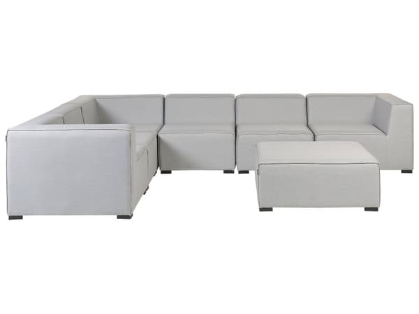 Loungesæt Grå Polyester 7 Personers Moderne Udendørs Modulsofa med Skammel Vandafvisende Havesofa Udendørs Lounge Hjørnesofa