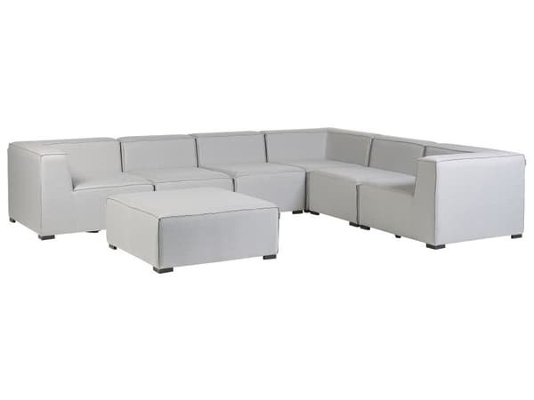 Loungesæt Grå Polyester 7 Personers Moderne Udendørs Modulsofa med Skammel Vandafvisende Havesofa Udendørs Lounge Hjørnesofa