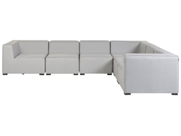 Loungesæt Grå Polyester 7 Personers Moderne Udendørs Modulsofa med Skammel Vandafvisende Havesofa Udendørs Lounge Hjørnesofa