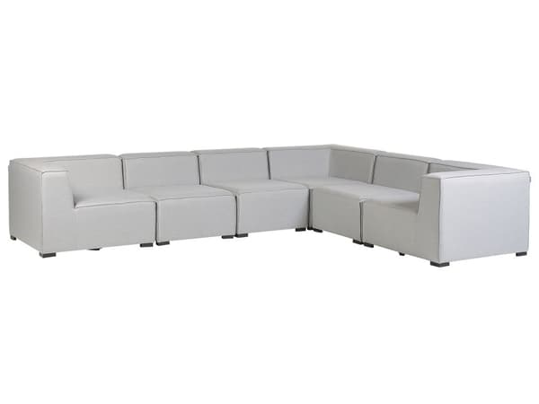Loungesæt Grå Polyester 7 Personers Moderne Udendørs Modulsofa med Skammel Vandafvisende Havesofa Udendørs Lounge Hjørnesofa