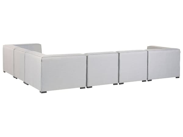 Loungesæt Grå Polyester 7 Personers Moderne Udendørs Modulsofa med Skammel Vandafvisende Havesofa Udendørs Lounge Hjørnesofa