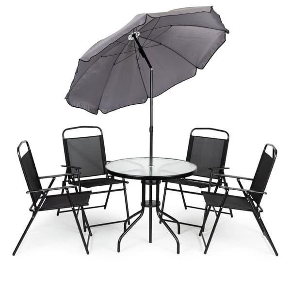 Trädgårdsmöbelset - 80x70 cm - med parasoll - svart