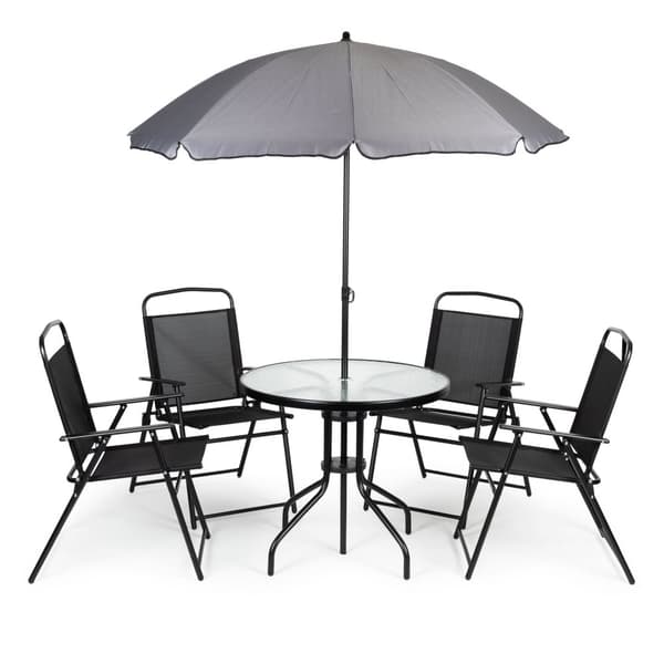 Trädgårdsmöbelset - 80x70 cm - med parasoll - svart