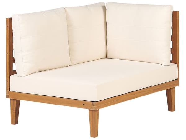 Havesofasæt i akacietræ med lysebeige hynder 4 personer Moderne design Udendørs konversationssæt