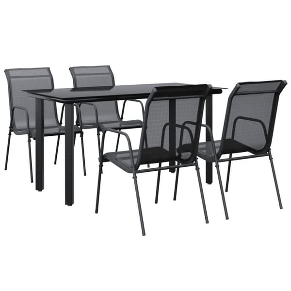 vidaXL Hagespisegruppe 5 deler svart stål og textilene