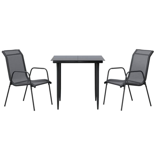 vidaXL Hagespisegruppe 3 deler svart stål og textilene