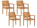 Miniatyrbilde 4 av 10: Utendørs spisegruppe Lyst akasietre Bord 180 x 90 cm 4 stoler med armlener Rustikk stil Hagemøbler Uteplass
