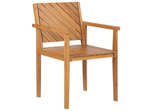 Utendørs spisegruppe Lyst akasietre Bord 180 x 90 cm 4 stoler med armlener Rustikk stil Hagemøbler Uteplass