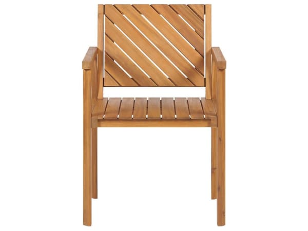 Utendørs spisegruppe Lyst akasietre Bord 180 x 90 cm 6 stoler med armlener Rustikk stil Hagemøbler Uteplass