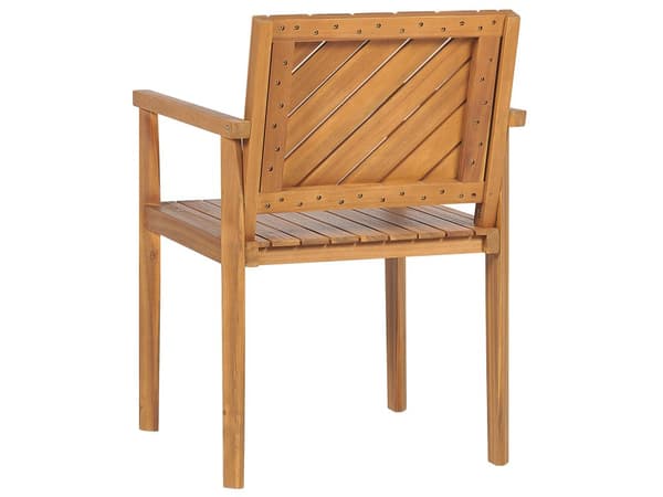 Utendørs spisegruppe Lyst akasietre Bord 180 x 90 cm 6 stoler med armlener Rustikk stil Hagemøbler Uteplass