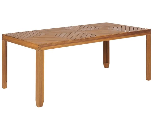 Utendørs spisegruppe Lyst akasietre Bord 180 x 90 cm 6 stoler med armlener Rustikk stil Hagemøbler Uteplass