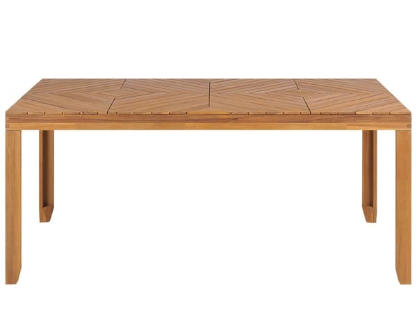 Utendørs spisegruppe Lyst akasietre Bord 180 x 90 cm 6 stoler med armlener Rustikk stil Hagemøbler Uteplass