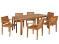 Miniatyrbilde 1 av 10: Utendørs spisegruppe Lyst akasietre Bord 180 x 90 cm 6 stoler med armlener Rustikk stil Hagemøbler Uteplass