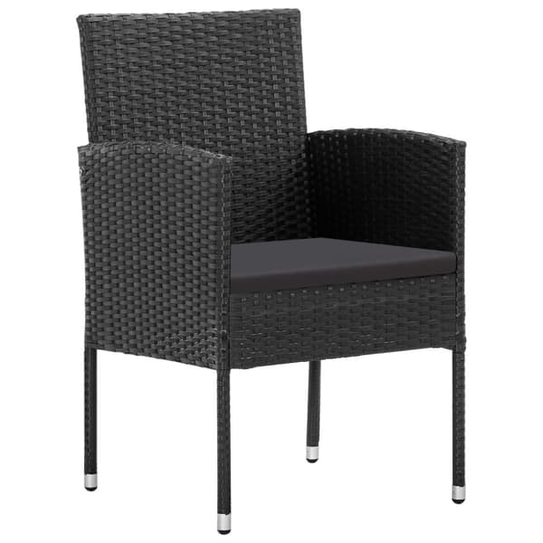 vidaXL spisebordssæt til haven 9 dele polyrattan og stål sort
