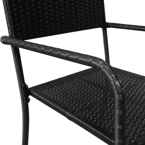 vidaXL Matgrupp för trädgården svart 9 delar konstrotting & stål