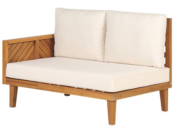 Hagesofasett Akasietre Lys beige puter 5-seter Sofabord Moderne design Utendørs