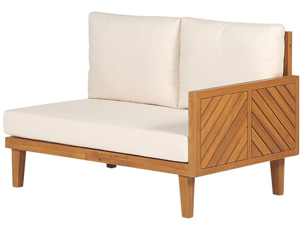 Hagesofasett Akasietre Lys beige puter 5-seter Sofabord Moderne design Utendørs